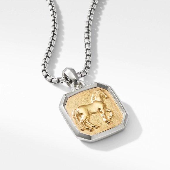 Engraved Horse Necklace Chain Mens 925 Sterling Silver Titanium FREE SHIPPING - Picture 3 of 3